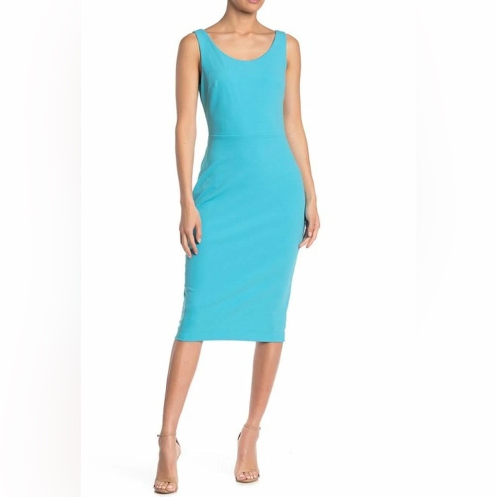 Betsey Johnson Vintage Y2K Candy Blue Scoop Neck Crepe Stretch Knee Length Dress